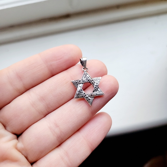 New Handmsade Solid 925 Sterling Silver Star of David Pendant - Picture 1 of 6